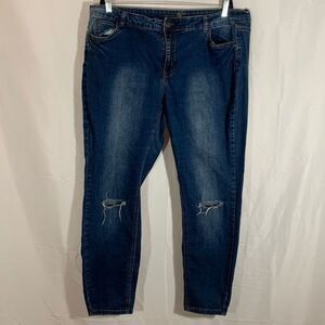 Love & Legend Dark Blue Distressed Skinny Jeans